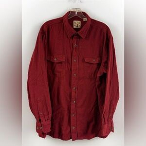 RedHead Brand Men's Long Sleeve Button Up Casual Flannel Solid Red Size XLT